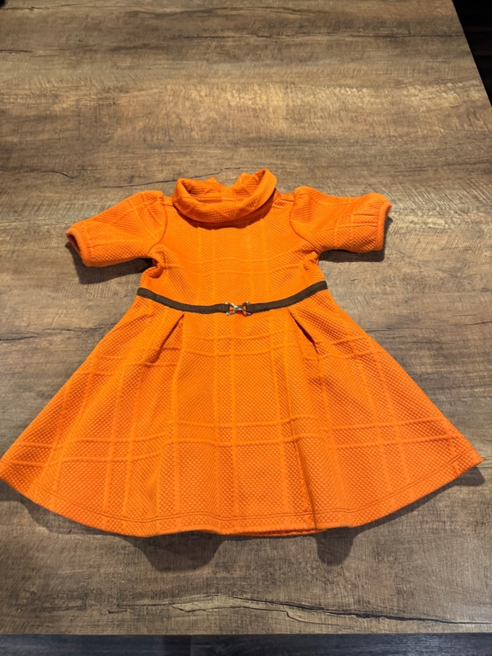 Janie and Jack Orange Textured Knit Dress with Belt